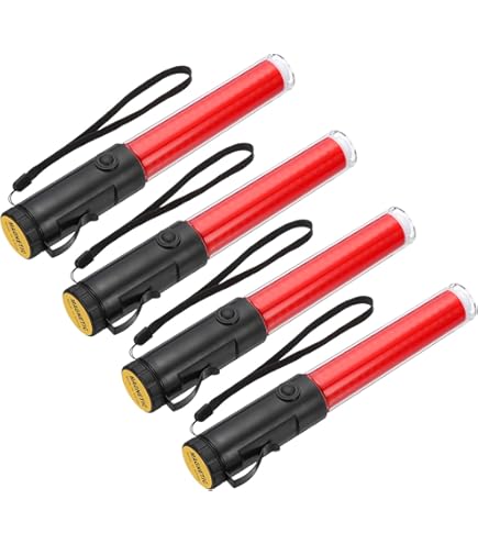 6 Bâtons De Signalisation LED 21 Pouces - 2 Modes Clignotant/constant, PVC étanche, Piles AA Non Incluses, Pour Circulation, Parking, Chantiers