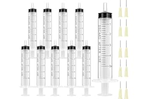 OFFCUP Strzykawka z tworzywa sztucznego, 10 szt., strzykawka 5 ml, strzykawka z tępą igłą, strzykawki dozujące płyn, strzykawka do dozowania do celów naukowych, laboratoryjnych/przemysłowych
