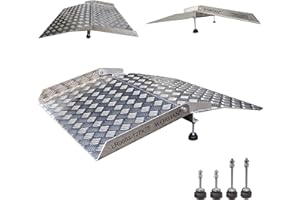 WORHAN Rampe de Seuil 300kg Rigide pour Fauteuil Roulant Chargement Plateforme Hauteur Variable Réglable Surface Antidérapante Aluminium Anodisé TR87