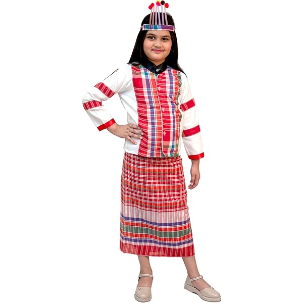 knee length dresses for ladies Mizoram Dress for Kids | Regional Fancy Costumes main image 1