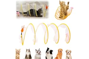 UGBO Interaktives Katzenspielzeug Faltbarer Katzentunnel Kaninchen Spiral Förmiges Tunnel Spieltunnel für Kleine Katzen Hund Hasen Cat Toys Spirale Mit Federspielzeug Hasentunnel Hundetunnel
