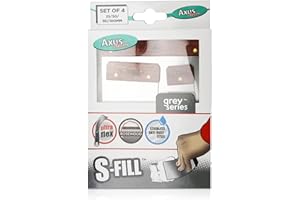 Axus Decor S-Fill Compact Filler Applicators (Grey Series) Stainless Steel Flexible Putty Knife Set for Professional & DIY Projects, Extra Thin Blade & Rosewood Handle - 25mm, 50mm, 80mm, 100mm