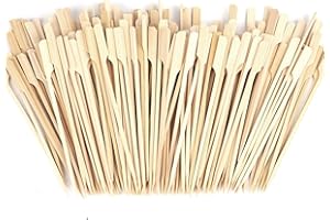 MVS Wholesale 200 x 18cm Cathys Candy Cart Biodegradable Bamboo Paddle Skewers Barbecue Bamboo Skewers Cocktail SticksBarbecues,Kebabs,Burgers,Cocktails,Buffets Party,Eco Friendly,Disposable,Brown