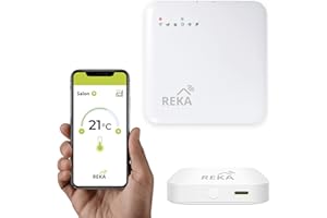 Thermostat pour radiateur Electrique Intelligente Connectée REKA - Contrôle Température Via Appli Tuya, Programmation, Détection Fenêtres Ouvertes - Compatible Assistants Vocaux (1, avec Passerelle)