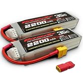 Pack De 2 Baterías HRB 2200mAh 7.4V 2S 100C LiPo Con Conector XT60, Compatibles Con Traxxas, Losi Y Coches RC