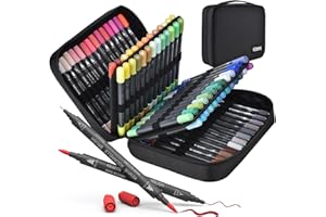 KEMYR Markers for Adult Coloring Books: 80 Color Dual Tip Fine & Brush Pens - Water-Based Coloring Marker for Adults Drawing Sketching Bullet Journal Writing Lettering No bleeding