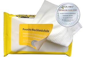 ‎TIGA-MED TIGA-MED Waschhandschuhe Feucht | 24 Pack à 8 Stück (= 192 Stück) | mit Aloe Vera imprägniert | Einmal Einweg Waschhandschuh Waschlappen