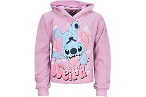 WS-Trend EplusM Stitch Mädchen Hoodie – Kapuzenpullover „Embrace The Weird“ – Gr. 134–176 – Offizielles Lizenzprodukt