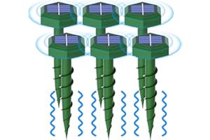 HULAXILOTI Maulwurf Vertreiber Solar 6 Stück, Ultraschall Maulwurfschreck, mit 3 Abschreckungsmodi, Geeignet zur Vertreibung von Maulwürfen und Anderen Nagetieren in Gärten Rasen (Sechseckig)