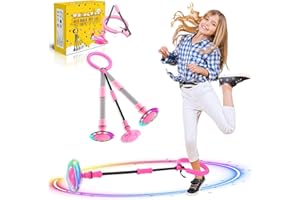 BaXing Kinder Blinkender Springring, Sport Sprungball，Faltbarer Flash Jumping Ball,Geeignet Für Geschicklichkeitsspiele Für Kinder Oder Erwachsene Jungen Mädchen 5-13 Jahre Ostern Geschenke(Rosa)