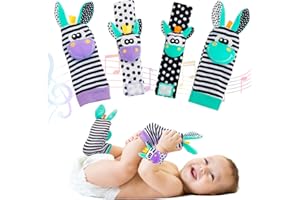 SIRECAL Baby Toys 0-6 Months: Baby Wrist and Ankle Rattles Foot Finder Rattle Sock, Hand and Feet Rattles for Babies Sensory Toys Arm Wristband Rattle Strap Toy for 0-12 Months Infant Boys Girls Gift