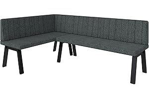 ‎FURNISTAR FURNISTAR Eckbank Akiko Metal A - Eckbankgruppe für Ihrem Esszimmer, Küche modern, Sitzecke, Essecke. Perfekt für Küche, Büro und Rezeption. Solide und Starke Verarbeitung. (128x196-Links-Inari96)