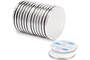 ONEHOUS GREMAG Aimants Néodymes rond, Lot de 10 Aimant Frigo, Aimant Puissant De Disque Avec Le Ruban Adhésif De 10 Morceaux Idéale Pour Réfrigérateur, Surfaces Magnétiques, Tableau Blanc Interactif,Images,