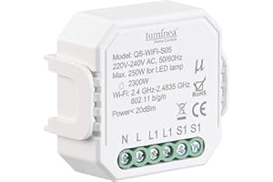 ‎LUMINEA Luminea Home Control WLAN Schalter: WLAN-Unterputz-Lichtschalter, App, für Siri, Alexa & Google Assistant (WLAN Wechselschalter, WiFi Wechselschalter, Deckenventilator)