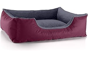 BedDog® Letto per Cane/Gatto Cuccia Teddy S Fino a XXXL, 14 Colori a Scelta, Cuscino per Cane, Divano per Cane, Cestino per Cane, Misura L, Bordeaux/Grigio