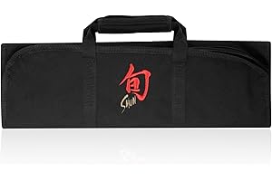 Shun DM0880 - Rollo de cuchillo (8 ranuras para cuchillos de cocina, estuche de transporte, laminado en PVC, poliéster 600 denier, color negro