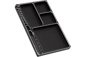 SUNGOOYUE Aluminium Alloy Magnetic Screw Tray, Portable Size Magnetic Adsorption Magnetic Pad for RC Repair (Black)