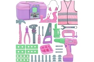 Magic4U Kids Tool Set, 31PCS Kids Tool Box Pretend Play Tool Toys with Electric Drill Hammer Tool, Construction Toy Toddler Tool Set for Girls Boys Ages 3-8