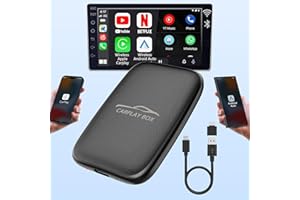ROCKETEK 2 en 1 CarPlay Adaptateur Android Auto pour Les Voitures à Connexion Filaire - Dongle CarPlay sans Fil intégré à Netflix Youtube, Adaptateur CarPlay sans Fil pour convertir Les connexions filaires