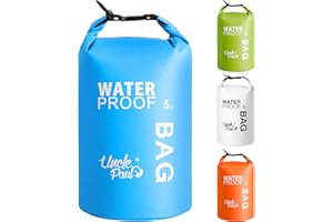 Uncle Paul Boat Dry Bags - Belongings Protection Waterproof Bag for Outdoor Drifting Boating Kayaking Fishing Rafting Swimming Camping Canoeing Surfing Cyan Blue 5 Literes(1.1 UK gal)