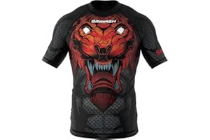 SMMASH Camicia Funzionale Uomo Rashguard Camicia Sportiva A Maniche Corte MMA Thaibox Muay Thai Kickboxing Traspirante Resistente All'Abrasione
