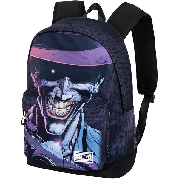 Astuccio Triplo DC Comics Joker Crazy, In Materiale Riciclato Idrorepellente, 23x11 Cm, Nero - 2