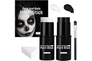 Face Paint Halloween svart vit, 2 färger kroppsmålningsfärger med verktyg