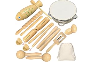 Ulifeme Wooden Musical Instruments Set for Children, Toddlers and Baby, 17 Pieces Instruments Children's Toy from 3 Years, Pure Wood Percussion Musical Instruments Toy & Music Rhythm Instruments Set