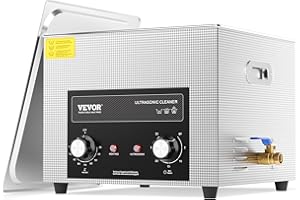 VEVOR Limpiador Ultrasónico 15 L con Temporizador de Calentamiento y Cesta Equipo de Limpieza Ultrasónico Digital Profesional 360 W para Relojes Instrumentos Gafas Monedas Piezas de Metal Plata
