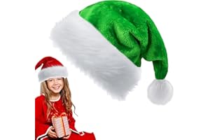 YAAVAAW Weihnachtsmütze für Kinder, Erwachsene, luxuriöse Weihnachtsmütze, Plüsch-Weihnachtsmannmütze, Unisex, Weihnachtsmütze, Weihnachtsmannmütze, Weihnachtsmannmütze, Kostüm, Geschenke für Damen,