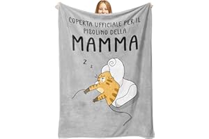 Niyewsor Regalo Mamma Natale, Regalo Mamma Compleanno, Regalo per Mamma Coperta Flanella, Festa della Mamma Regali per Mamma, 130 x 150cm（Grigio）