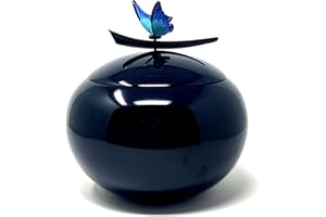 AESTHETIC URNS Fibreglass Cremation Urn Butterfly on Black Container Ashes Urn for Adults Large Memorial Urn