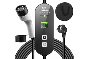 AZYVUM Typ 2 Ladekabel Schuko, 3.5KW 6-16A Tragbares Ladekabel EV Chargers mit Steuerbarer Digitalanzeige für Elektroauto, EV Ladegerät für Model 3/Y 3008/508, C5X, DS7, GLA, Q3, X3 (3.5kW 16A)