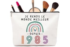 VivaJoy Cadeau Femme 40 Ans, Trousse Maquillage Personnalisée, Idée Cadeau 40 Ans Femme, Humour, Pratique, Durable, Coton, 23x18 cm, Pour Voyage, Professionnel, Amateur de Cosmétiques
