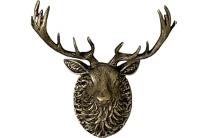 Highland Stag Door Knocker for Front Door | Polished Solid Brass Knockers Strike Plate | Composite | Front Door Furniture Brass bee