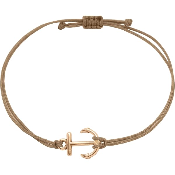 Bracciale Macramè Fatto A Mano Con Ancora Oro Rosa - Regolabile - In Conf. Regalo