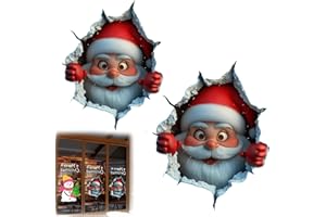 GYZGIRLOVER Christmas Creative Wall Sticker, 2PC Christmas Santa Wall Stickers Removable, 2026 New Santa Breakthrough Wall Sticker, 3D Santa Claus Wall Decals, for Window Refrigerator Refrigerator Room Decor