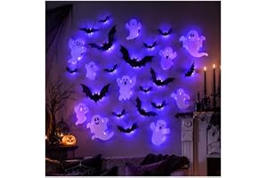 Dekoracja na Halloween, Wewnętrzny Nietoperz, 24 sztuki, 3D, duży nietoperz, dekoracja z diodami LED, dekoracja na zewnątrz i wewnątrz, Halloween, zestaw dekoracji na okno, drzwi, imprezę
