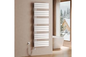 S'AFIELINA Elektrischer Badheizkörper mit Thermostat 1599x600mm Handtuchheizkörper Elektrisch Handtuchwärmer Badheizkörper Paneel Seitenanschluss 1000 Watt (Weiß)