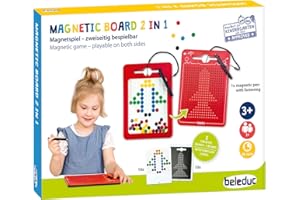 Beleduc Magnetboard 2in1, Magnetspiel - zweiseitig bespielbar, Magnetisches Lernspiel & Maltafel für Kinder, Kreatives Spielen & Zeichnen, fördert Fantasie und Feinmotorik, ab 3 Jahren