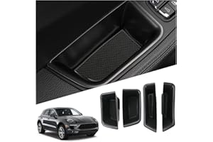 Ruiya Compatible con Porsche Macan 2015-2024 Consola Central Caja de Almacenamiento, 4 Piezas Caja Reposabrazos Macan Reposabrazos Organizador Bandeja Central Reposabrazos Macan Accesorios