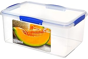 Sistema KLIP IT Food Storage Container | 9.6 L | Stackable & Airtight Fridge/Freezer Food Box with Lid | BPA-Free Plastic | Blue Clips | 1 Count
