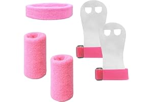 QEEQPF 2 Sangles de Poignet de Gymnastique avec 2 Sangles de protège-Poignet, 1 Bandeau de Sport, Protecteur de poignée, poignées de Gymnastique Enfants, poignées d'équipement Gymnastique Tennis, Fitness