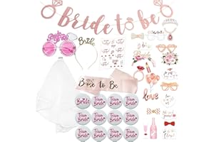 Wybtbm Addio al Nubilato Decorazione, 41 Pezzi Addio al Nubilato Gadget Sposa di Essere Bride Satin Sposa to be Cerchietto Tiara e Velo Sposa Matrimonio, Spilla, Tatuaggi, Bicchieri