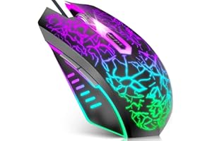 VERSIONTECH. VersionTech Gaming Mouse, 4 DPI Settings Up to 3600 DPI, Light Up RGB Ergonomic Optical Gaming Mice for Laptop/mac, Computer Wired USB Mouse, 7 Colors LED Backlight, 6 Programmable Buttons-Black
