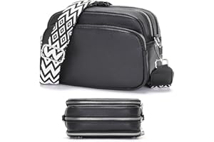 Atgbiem Petit Sac a Main Femme Tendance Sacs Bandoulière Femme PU Cuir Pochette Telephone Portable Sac Multipoches Noir