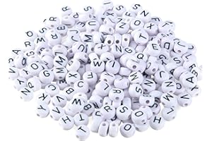 SAIZONE 300 Cuentas Letras para Hacer pulseras acrílica Abalorios Redondo,para DIY Hacer Pulseras niña Collares Bisutería Joyería letra de pulsera collar accesorios(Blanco)