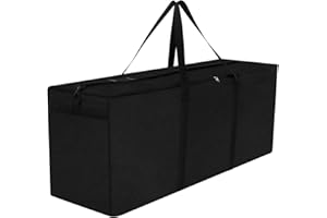 Dokon Sac de Rangement pour Coussin de Jardin lmperméable Sac Rangement Sapin de Noel Anti-UV Tissu Oxford Robuste Housse de Rangement Coussin Exterieur (125x40x55cm) - Noir