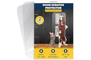PROTECTO 2-Pack Ultra Durable Door Protector for Dogs – 90x40 cm Clear Cat Scratch Protector | Easy to Install Anti Scratch Door Guard for Dogs and Cats - Protection for Furniture, Walls and Windows