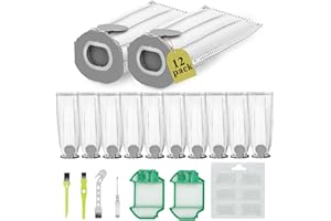 Ruucy 12 Pezzi Sacchetti per Folletto VK7S VK7 FP7S FP7, 12 Sacchetti vk7s senza filo+ 2 Filtro Motore + 3 Spazzole + 1 Cacciavite + 6 Profumini, Kit Ricambi per Folletto VK7